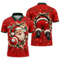 Santa Breaks Through Plaid Christmas Golf Shirt, Golf Gifts For Men, Mens Golf Polo