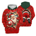 Santa Breaks Through Plaid Christmas Golf Shirt, Womens Golf Shirts, Womens Golf Tops