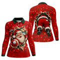 Santa Breaks Through Plaid Christmas Golf Shirt, Womens Golf Shirts, Womens Golf Tops
