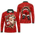 Santa Breaks Through Plaid Christmas Golf Shirt, Golf Gifts For Men, Mens Golf Polo