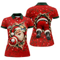 Santa Breaks Through Plaid Christmas Golf Shirt, Womens Golf Shirts, Womens Golf Tops