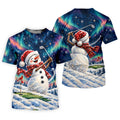 Aurora Snowman Golfer Christmas Golf Shirt, Golf Shirts For Women, Ladies Golf Shirts