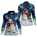 Aurora Snowman Golfer Christmas Golf Shirt, Golf Shirts For Women, Ladies Golf Shirts