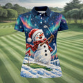 Aurora Snowman Golfer Christmas Golf Shirt, Golf Shirts For Women, Ladies Golf Shirts