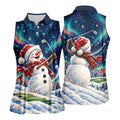 Aurora Snowman Golfer Christmas Golf Shirt, Golf Shirts For Women, Ladies Golf Shirts
