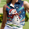 Aurora Snowman Golfer Christmas Golf Shirt, Golf Shirts For Women, Ladies Golf Shirts
