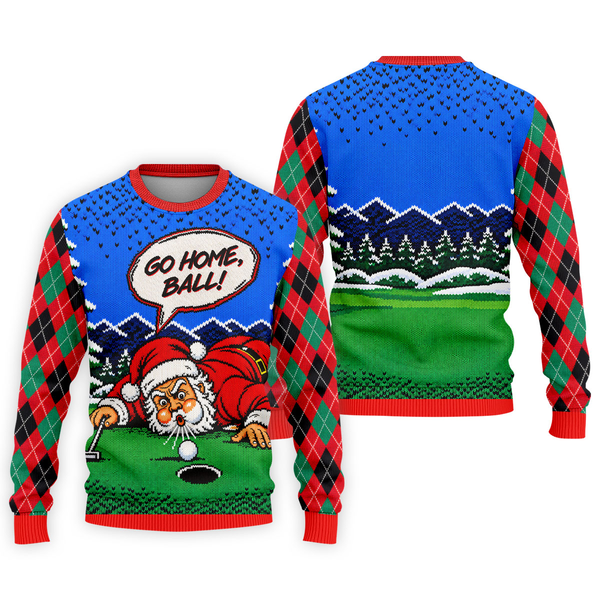 Go Home Ball Santa Putting Christmas Golf Shirt, Mens Golf Clothing, Mens Golf Shirts