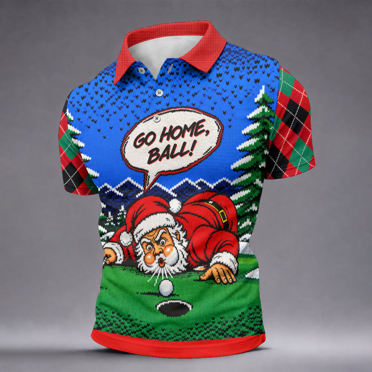 Go Home Ball Santa Putting Christmas Golf Shirt, Mens Golf Clothing, Mens Golf Shirts