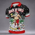 Suck At Golf Santa Beer Christmas Golf Shirt, Funny Mens Golf Shirts, Mens Golf Polo