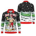 Suck At Golf Santa Beer Christmas Golf Shirt, Funny Mens Golf Shirts, Mens Golf Polo