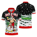 Suck At Golf Santa Beer Christmas Golf Shirt, Funny Mens Golf Shirts, Mens Golf Polo