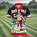 Suck At Golf Santa Beer Christmas Golf Shirt, Funny Mens Golf Shirts, Mens Golf Polo