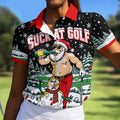 Suck At Golf Santa Beer Christmas Golf Shirt, Womens Golf Shirts, Ladies Golf Apparel