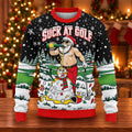 Suck At Golf Santa Beer Ugly Christmas Sweater, Funny Xmas Gift, Christmas Golf Gift