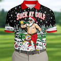 Suck At Golf Santa Beer Christmas Golf Shirt, Funny Mens Golf Shirts, Mens Golf Polo