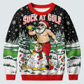 Suck At Golf Santa Beer Ugly Christmas Sweater, Funny Xmas Gift, Christmas Golf Gift