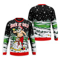 Suck At Golf Santa Beer Christmas Golf Shirt, Funny Mens Golf Shirts, Mens Golf Polo