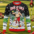 Suck At Golf Santa Beer Ugly Christmas Sweater, Funny Xmas Gift, Christmas Golf Gift