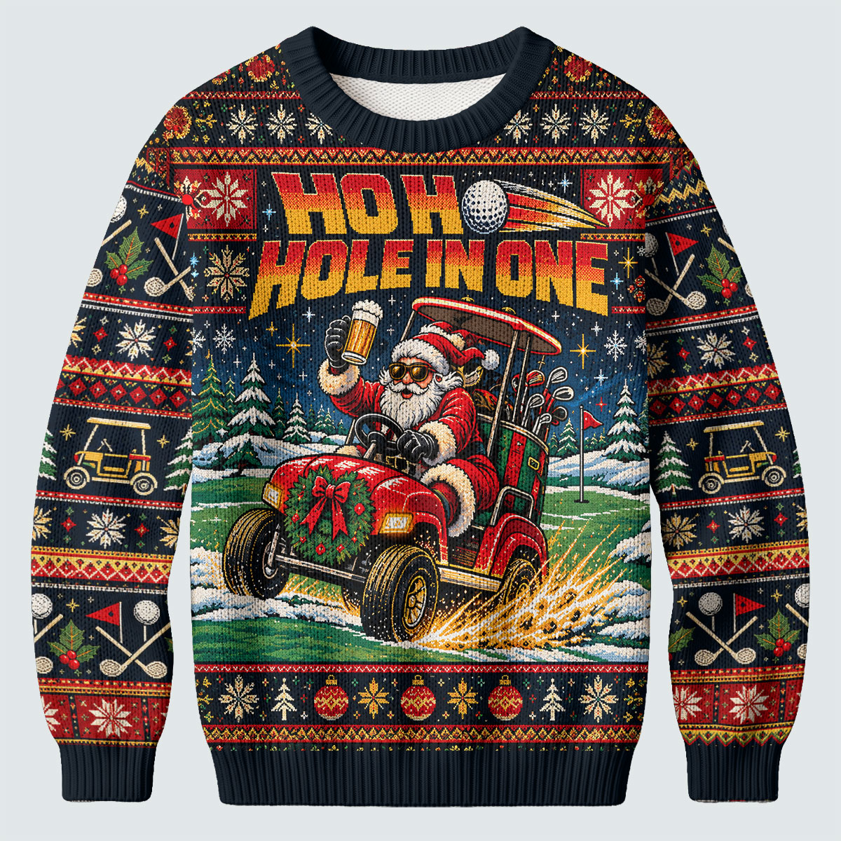 Ho Ho Hole In One Santa Ugly Christmas Sweater, Golf Lover Gifts, Christmas Gifts