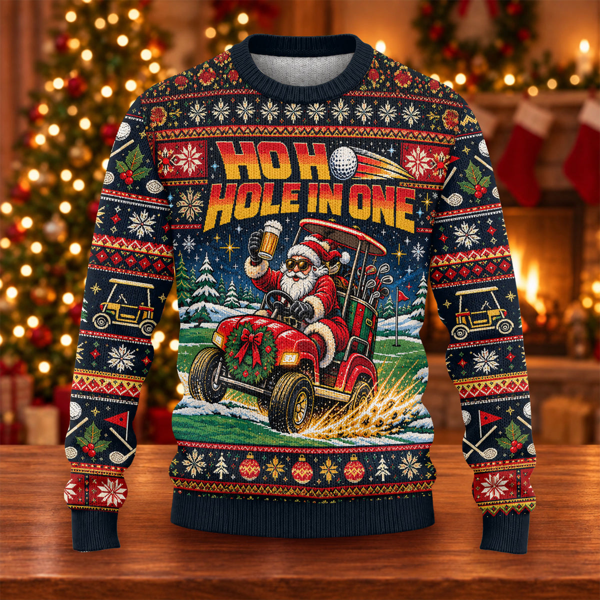 Ho Ho Hole In One Santa Ugly Christmas Sweater, Golf Lover Gifts, Christmas Gifts