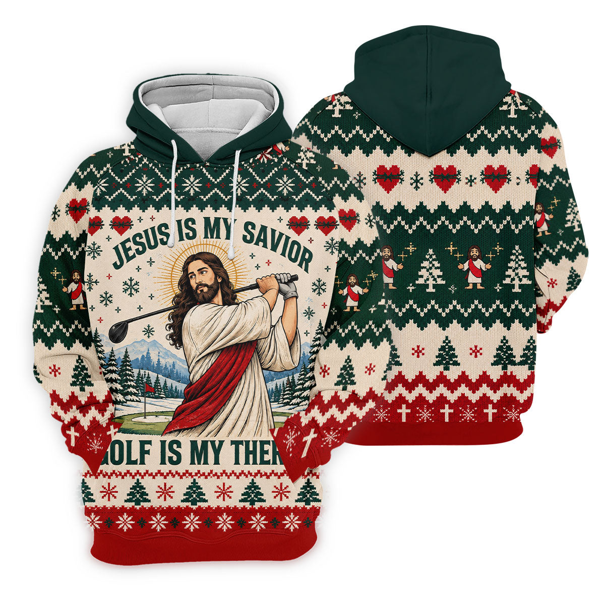 Jesus Savior Golf Therapy Christmas Golf Shirt, Mens Golf Shirts, Mens Golf Apparel