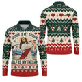 Jesus Savior Golf Therapy Christmas Golf Shirt, Mens Golf Shirts, Mens Golf Apparel