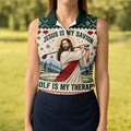 Jesus Savior Golf Therapy Christmas Golf Shirt, Womens Golf Apparel, Ladies Golf Tops