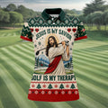 Jesus Savior Golf Therapy Christmas Golf Shirt, Womens Golf Apparel, Ladies Golf Tops