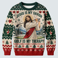Jesus Savior Golf Therapy Ugly Christmas Sweater, Ugly Sweater Party, Funny Xmas Gift
