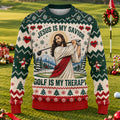 Jesus Savior Golf Therapy Ugly Christmas Sweater, Ugly Sweater Party, Funny Xmas Gift