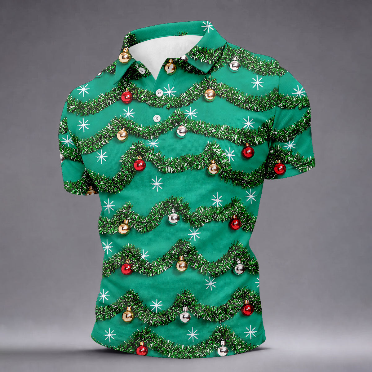 Tinsel Garland Ornaments Christmas Golf Shirt, Golf Gifts For Men, Mens Golf Clothing