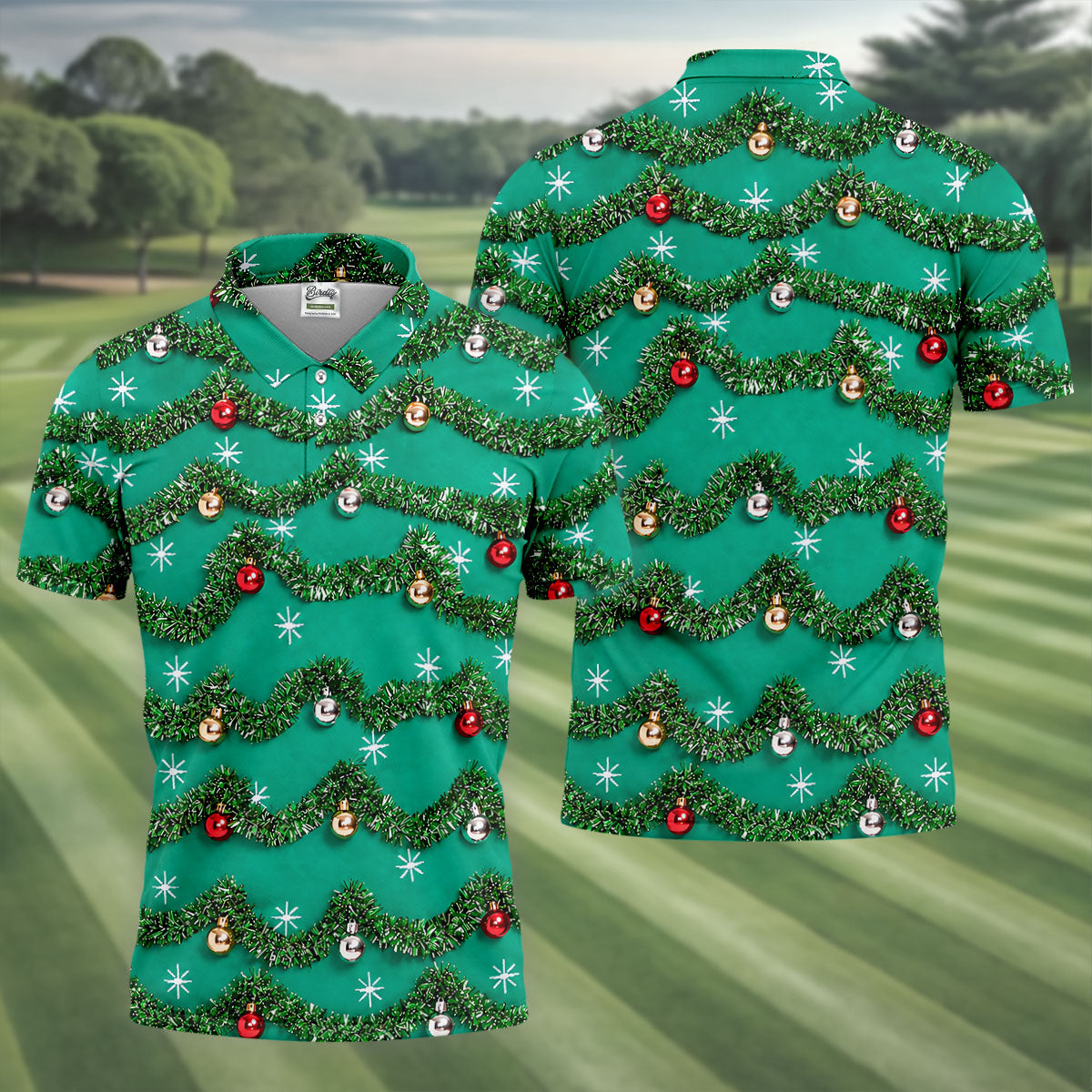 Tinsel Garland Ornaments Christmas Golf Shirt, Golf Gifts For Men, Mens Golf Clothing