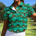 Tinsel Garland Ornaments Christmas Golf Shirt, Ladies Golf Shirts, Womens Golf Shirts