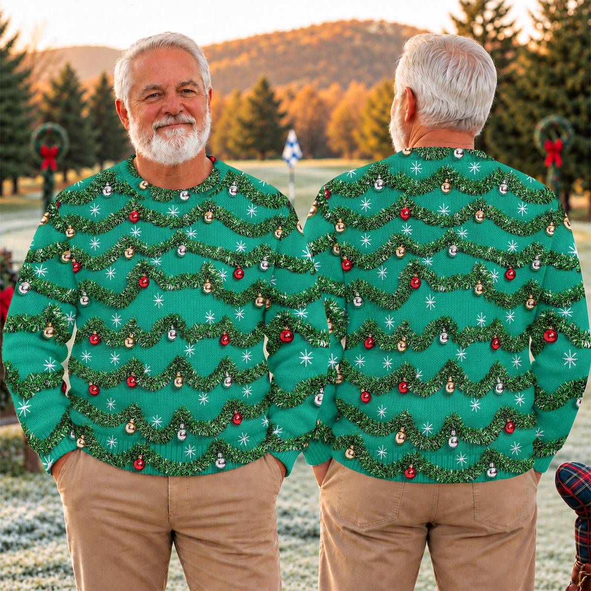 Tinsel Garland Ornaments Ugly Christmas Sweater, Christmas Golf Gift, Christmas Gifts