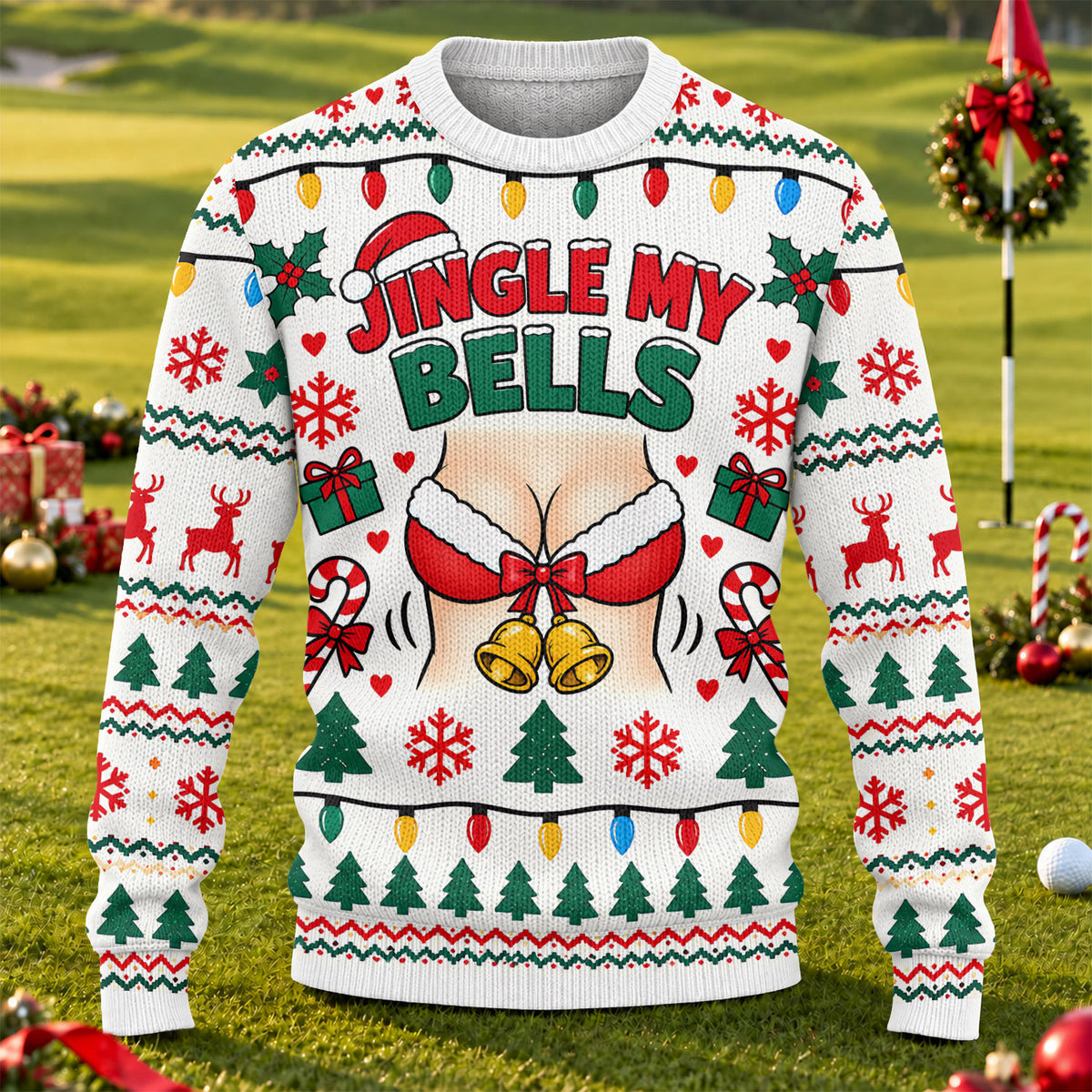 Jingle My Bells Busty Bells Ugly Christmas Sweater, Golf Lover Gifts, Funny Xmas Gift