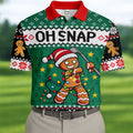 Oh Snap Gingerbread Christmas Golf Shirt, Mens Holiday Golf Shirts, Golf Polo For Men