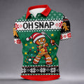 Oh Snap Gingerbread Christmas Golf Shirt, Mens Holiday Golf Shirts, Golf Polo For Men