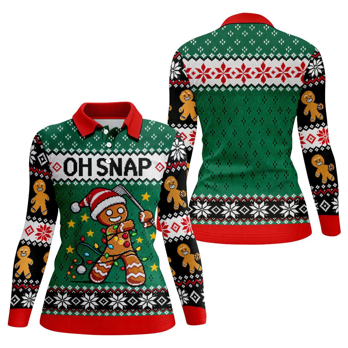 Oh Snap Gingerbread Christmas Golf Shirt, Golf Gifts For Women, Ladies Golf Tops
