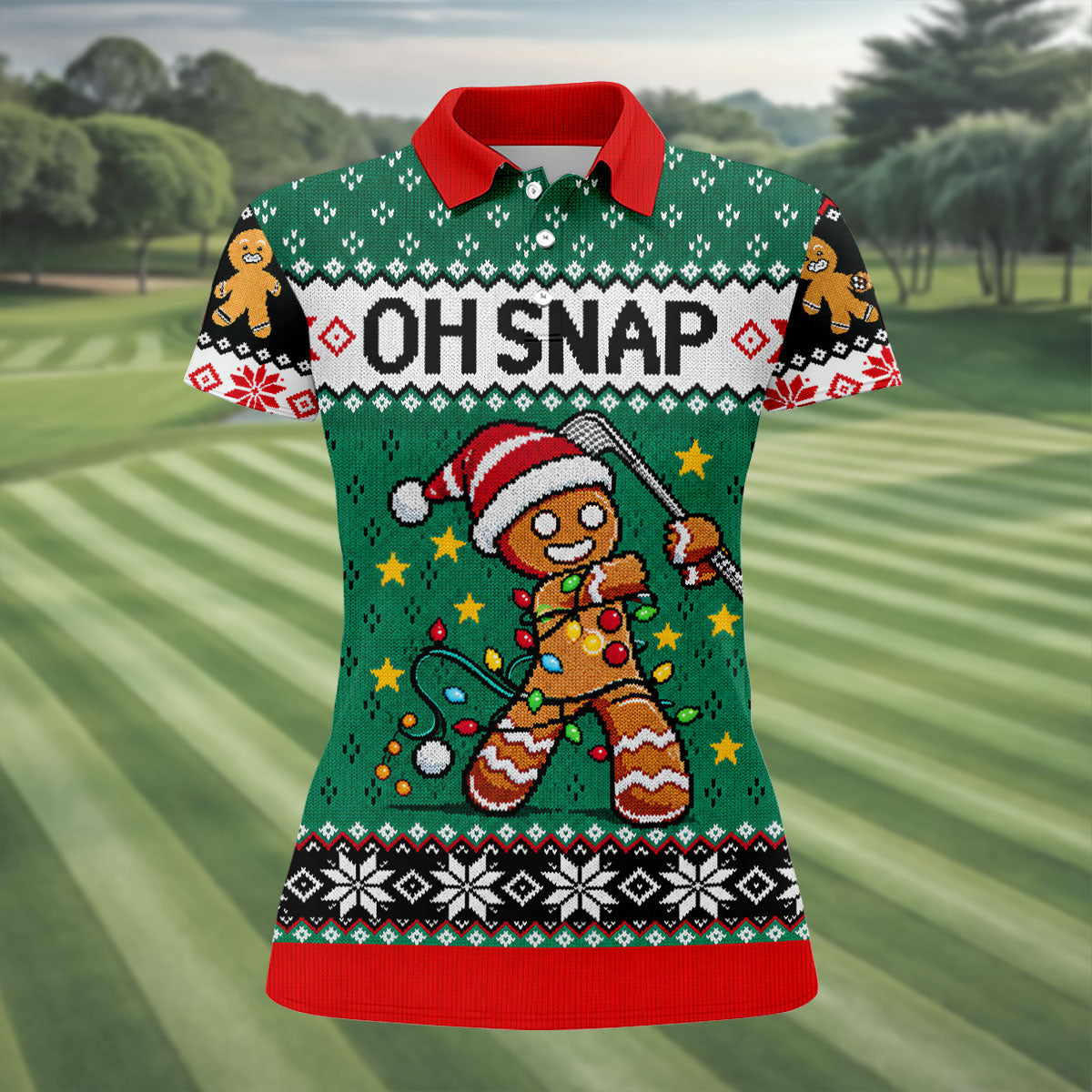 Oh Snap Gingerbread Christmas Golf Shirt, Golf Gifts For Women, Ladies Golf Tops