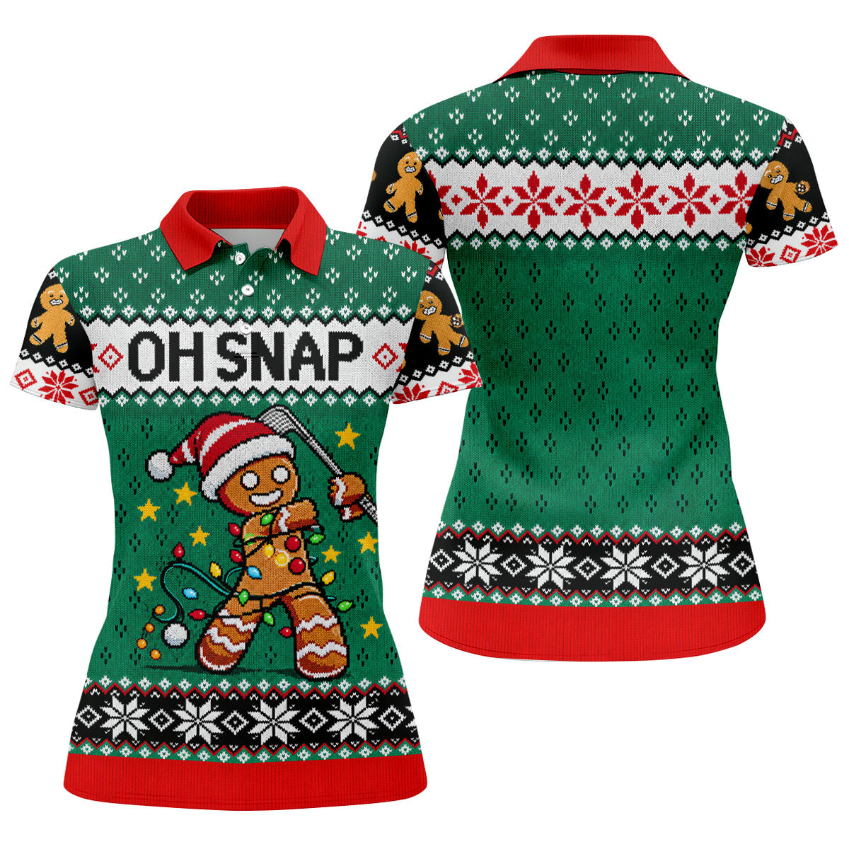 Oh Snap Gingerbread Christmas Golf Shirt, Golf Gifts For Women, Ladies Golf Tops