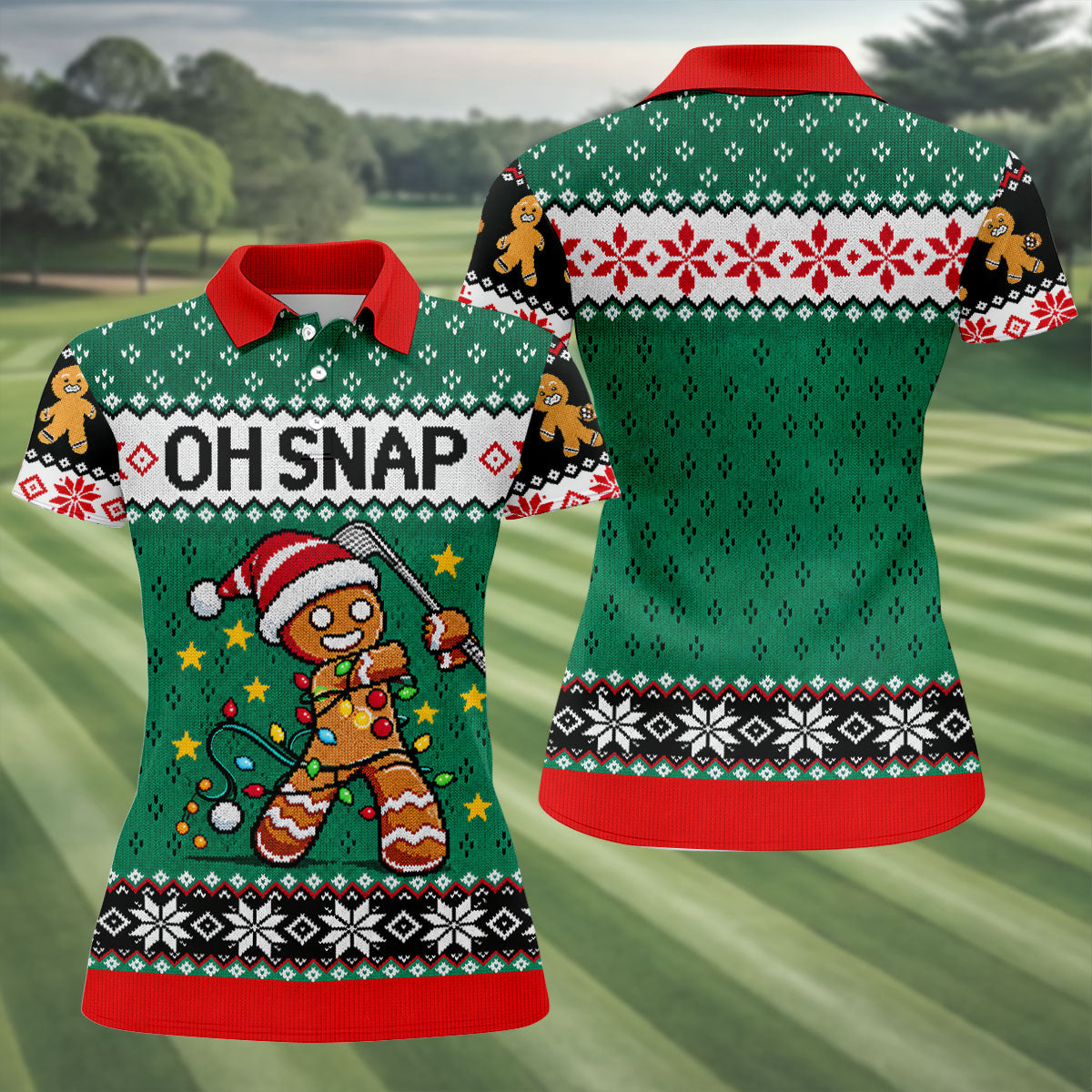 Oh Snap Gingerbread Christmas Golf Shirt, Golf Gifts For Women, Ladies Golf Tops