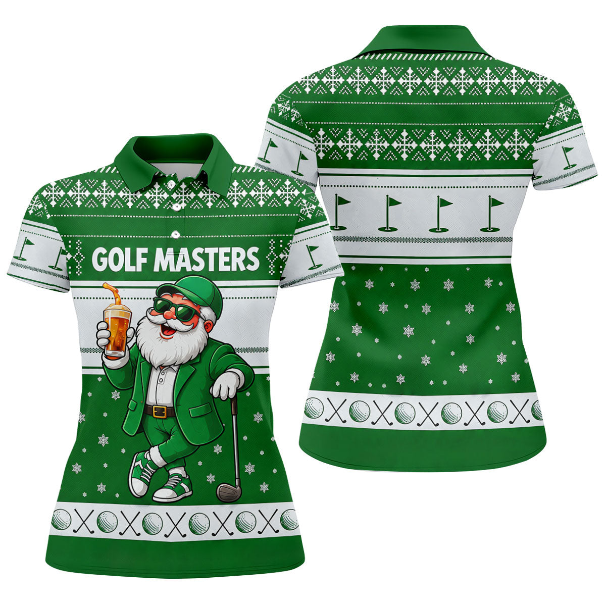 Green Jacket Santa Beer Christmas Golf Shirt, Golf Shirts For Women, Womens Golf Tops