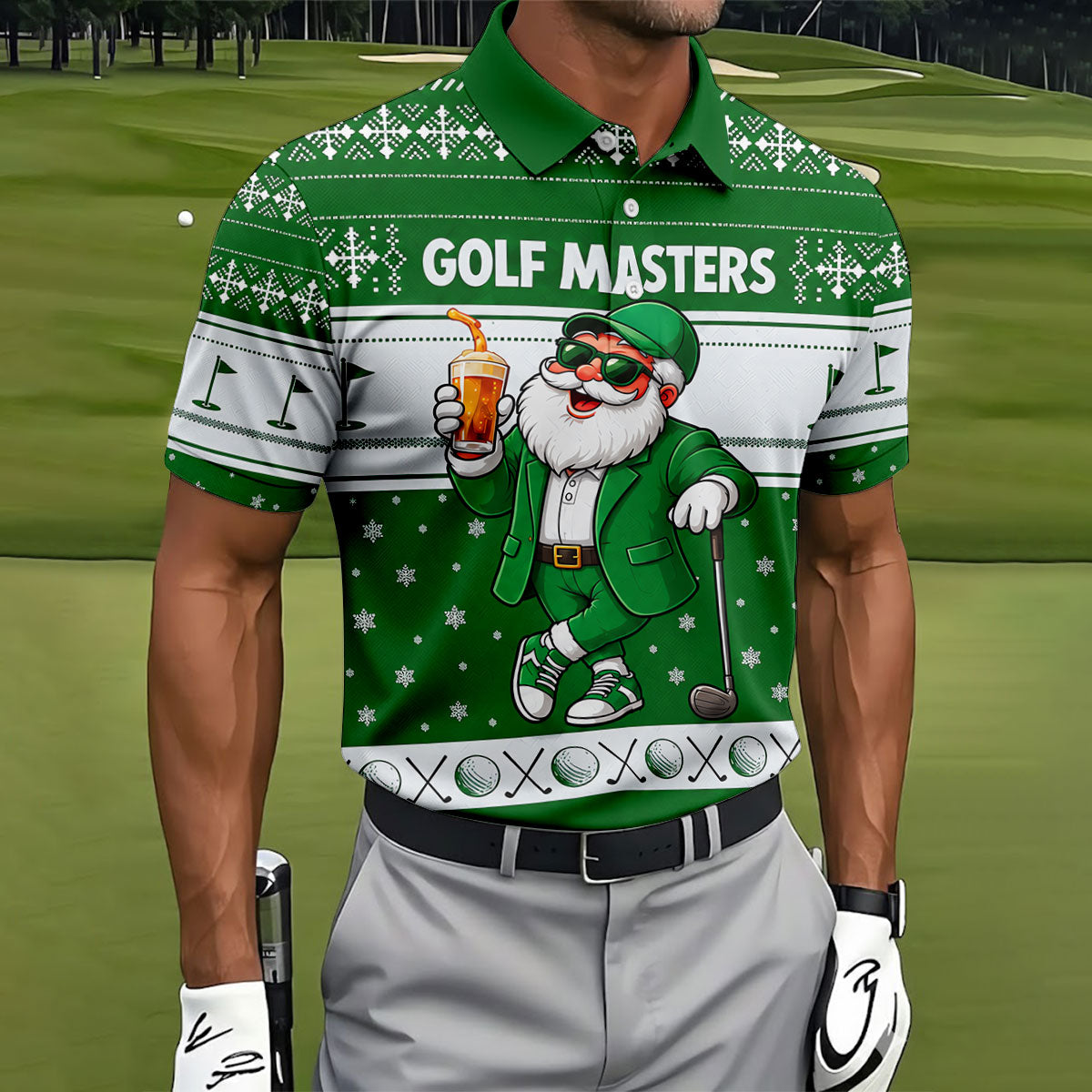Green Jacket Santa Beer Christmas Golf Shirt, Golf Shirts For Men, Golf Polo For Men