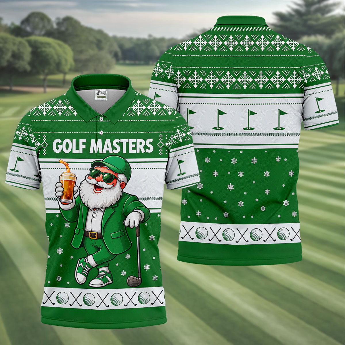 Green Jacket Santa Beer Christmas Golf Shirt, Golf Shirts For Men, Golf Polo For Men