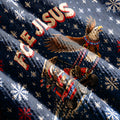 Fore Jesus Eagle Flag Ugly Christmas Sweater, Golf Lover Gifts, Funny Holiday Sweater