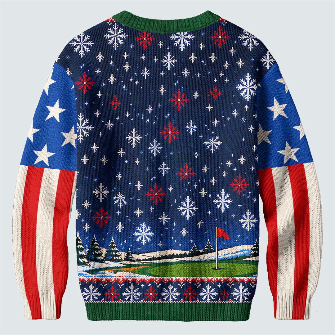 Fore Jesus Eagle Flag Ugly Christmas Sweater, Golf Lover Gifts, Funny Holiday Sweater