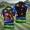 Eagle Santa Golf Cart Christmas Golf Shirt, Golf Polo For Men, Funny Mens Golf Shirts