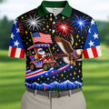 Eagle Santa Golf Cart Christmas Golf Shirt, Golf Polo For Men, Funny Mens Golf Shirts