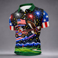 Eagle Santa Golf Cart Christmas Golf Shirt, Golf Polo For Men, Funny Mens Golf Shirts