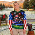 Eagle Santa Golf Cart Ugly Christmas Sweater, Funny Christmas Outfit, Funny Xmas Gift